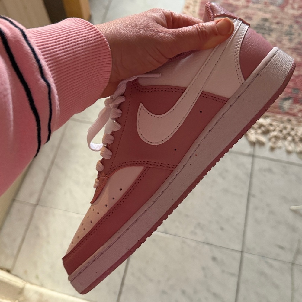 Nike Women's Court Vision Low Next Nature Pink and White Sneakers - Picture 4 of 4